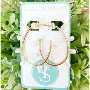 Taylor Shaye Bianca Hoop Earrings Gold with Faceted Beads Statement NEW